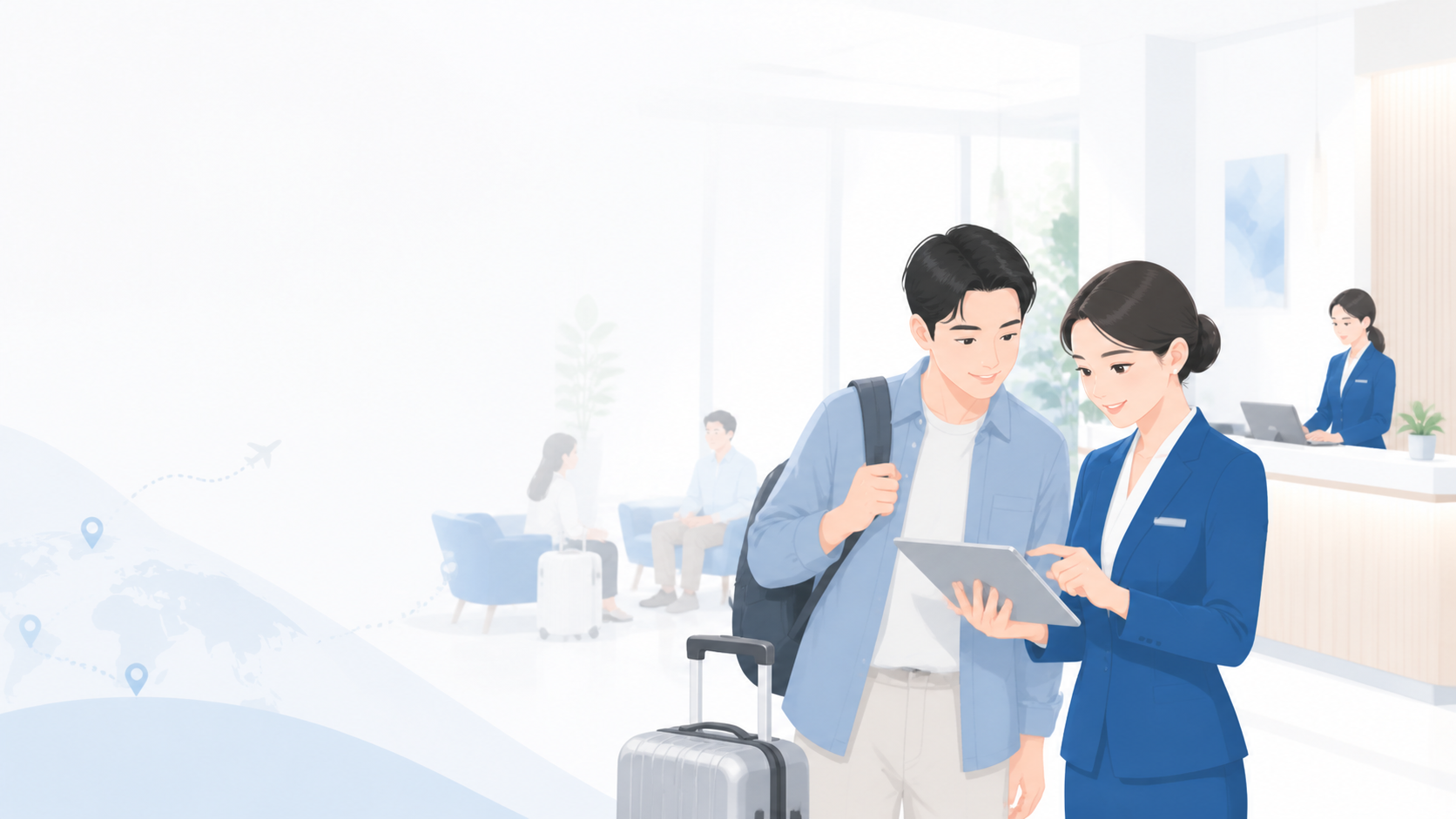 宿泊・観光業の業務イラスト