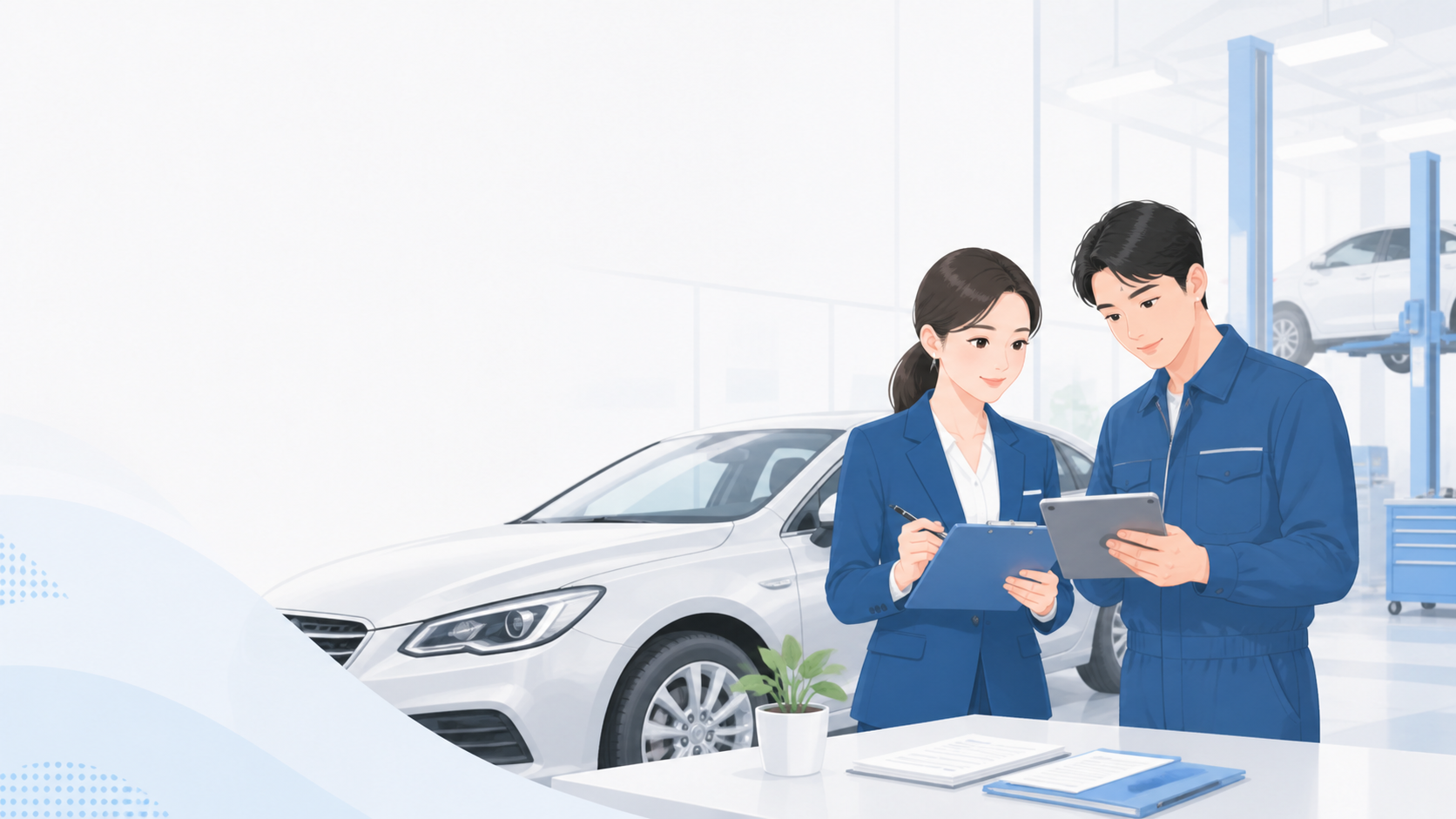 自動車販売・整備業の業務イラスト